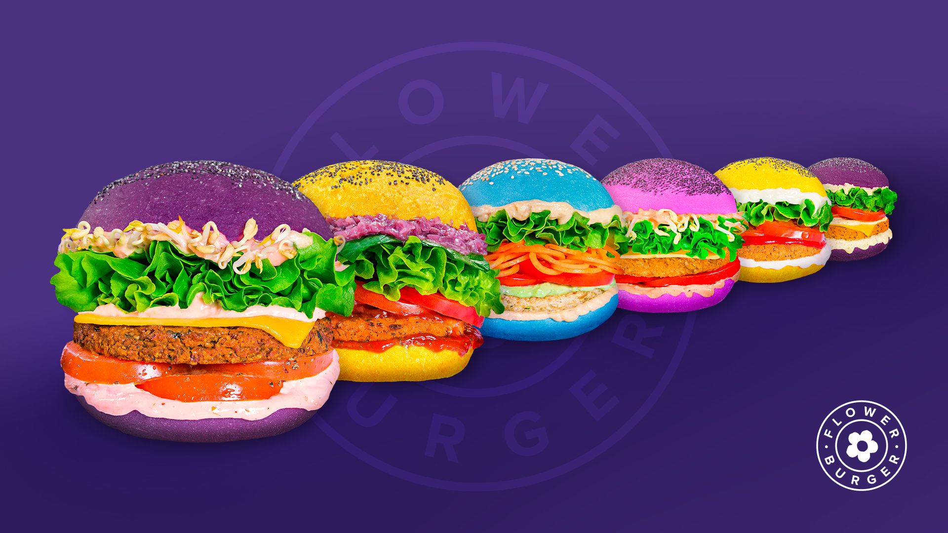 flower burger panini colorati
