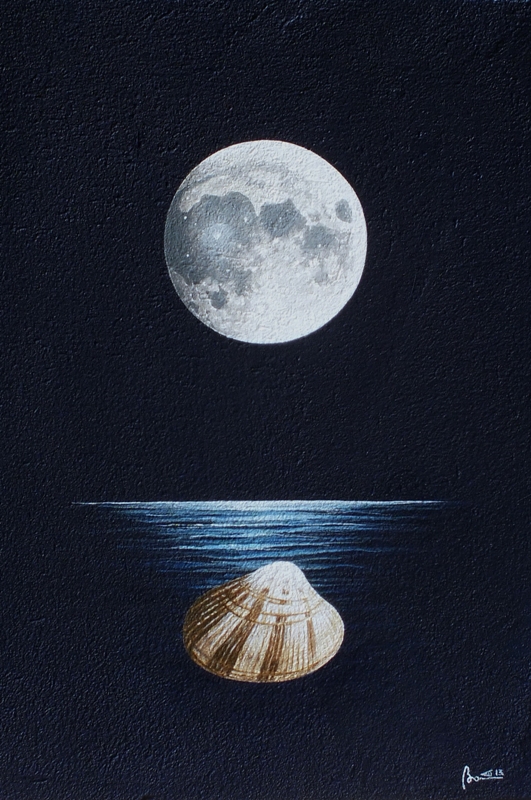 Francesco Borzani. La luna e la vongola 33x23, agosto 2013, immagine ufficiale Sapori d'Autunno al Cason