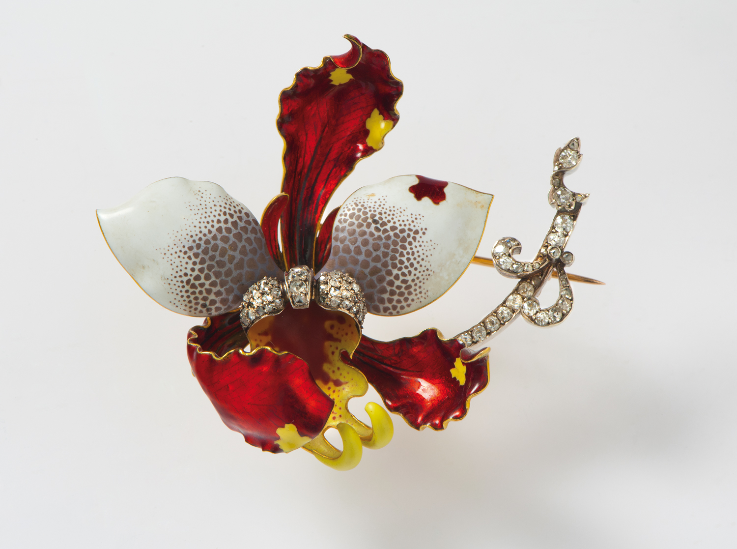 Spilla orchidea del gioielliere Leopoldo Janesich fine del XIX secolo