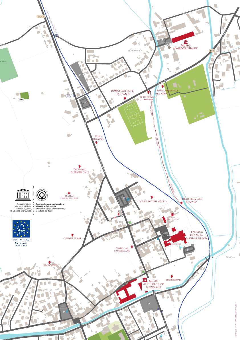 Mappa aree archeologiche di Aquileia