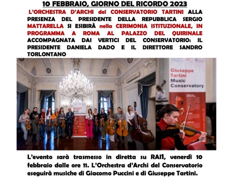 Il conservatorio Tartini di Trieste suonerà al Quirinale 